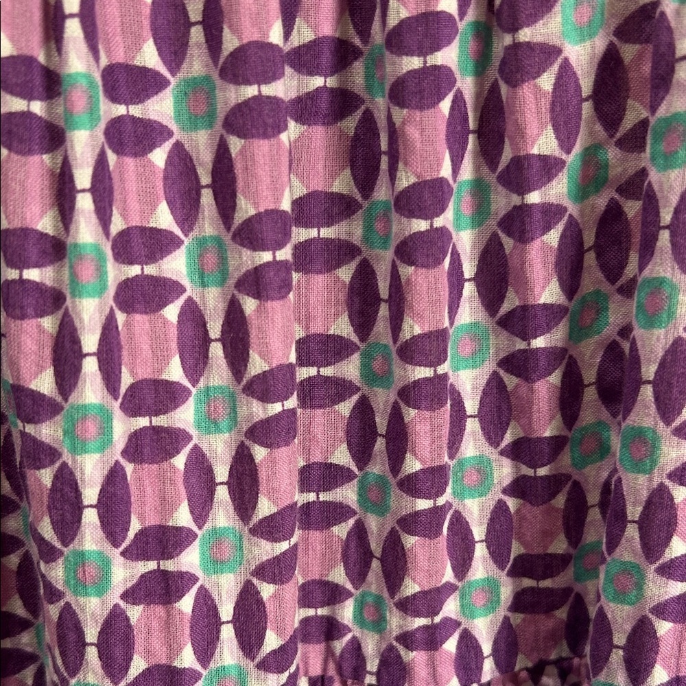 Mango Purple Pure Cotton Sleeveless Purple Printed Tiered Maxi Dress size L - Picture 5 of 5